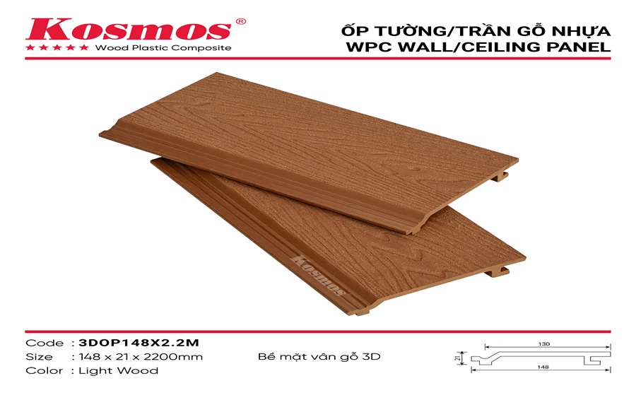 Tấm ốp một sóng ngoài trời Kosmos 21mm Light Wood